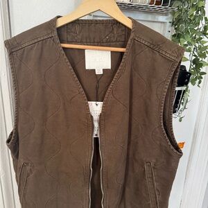 Zara men’s Brown Quilted Cotton Vest